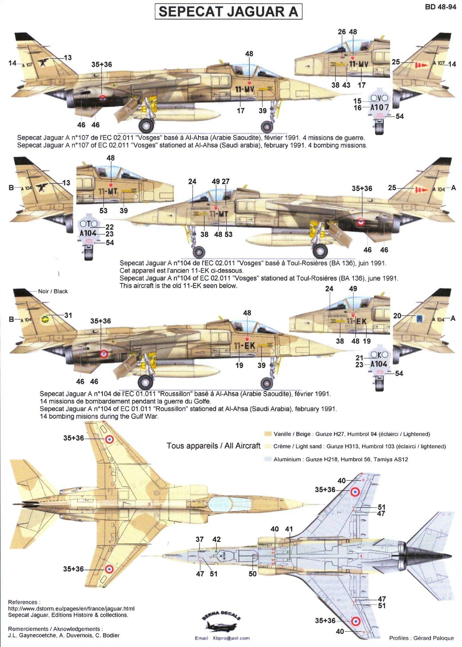 Berna Decals 1/48 SEPECAT JAGUAR A Jet Fighter Part 1 | eBay