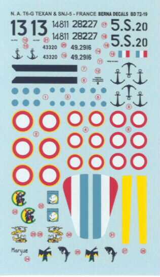 Berna Decals 1/72 NORTH AMERICAN T-6G & SNJ-4 French Air Force Trainers ...