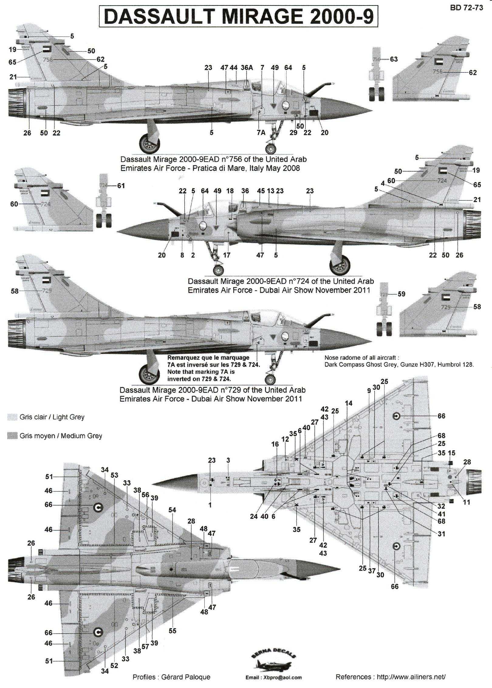 Berna Decals 1/72 DASSAULT MIRAGE 2000-9 French Fighter | eBay