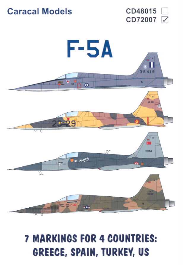 Caracal Decals 1 72 Northrop F 5A Freedom Fighter