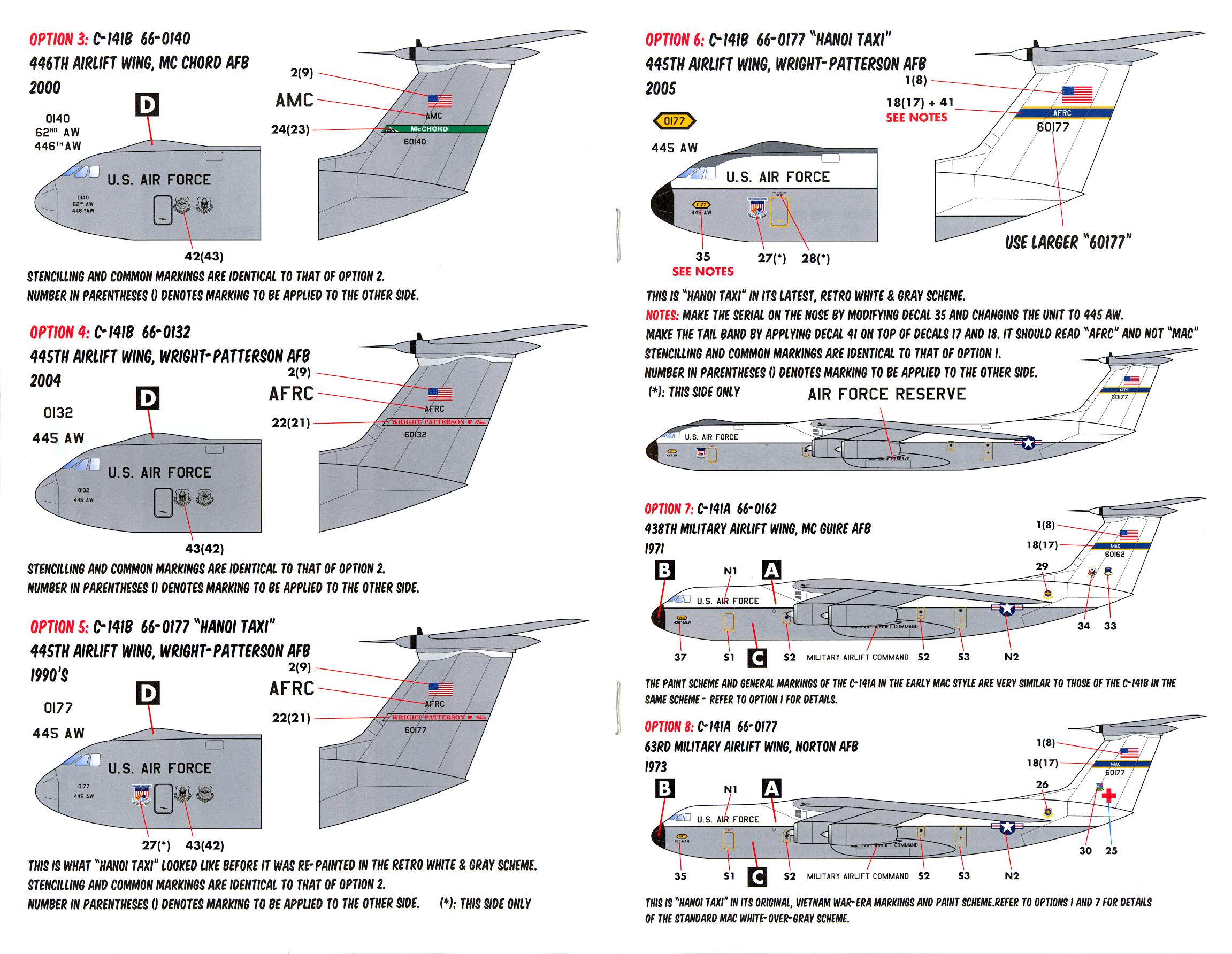 Caracal Decals 1144 Lockheed C 141 Starlifter Us Air Force Transport ...