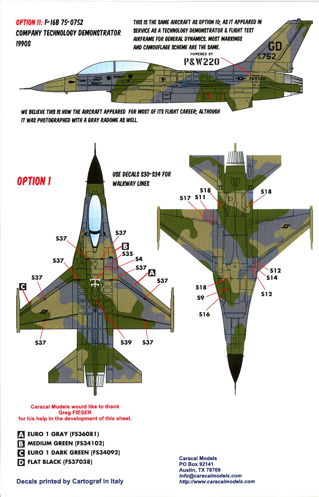 Caracal Decals 1/48 F-16 VIPER CAS CLOSE AIR SUPPORT TRIALS AIRCRAFT