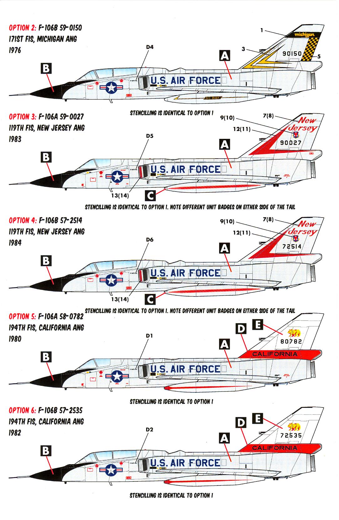 Caracal Decals 1/48 CONVAIR F-106 DELTA DART Air National Guard Units ...