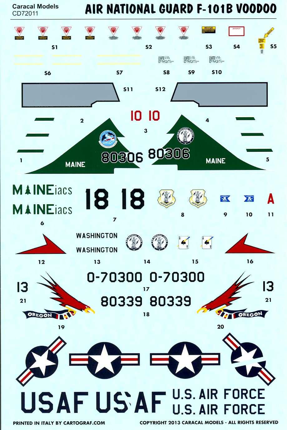 Caracal Decals 1/72 MCDONNELL F-101B VOODOO Air National Guard Units | eBay