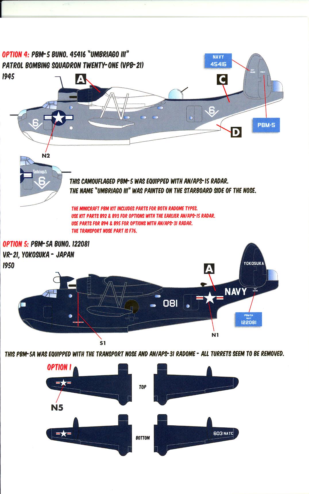 Caracal Decals 1/72 MARTIN PBM-5 PBM-5A MARINER Flying Boat Part 1