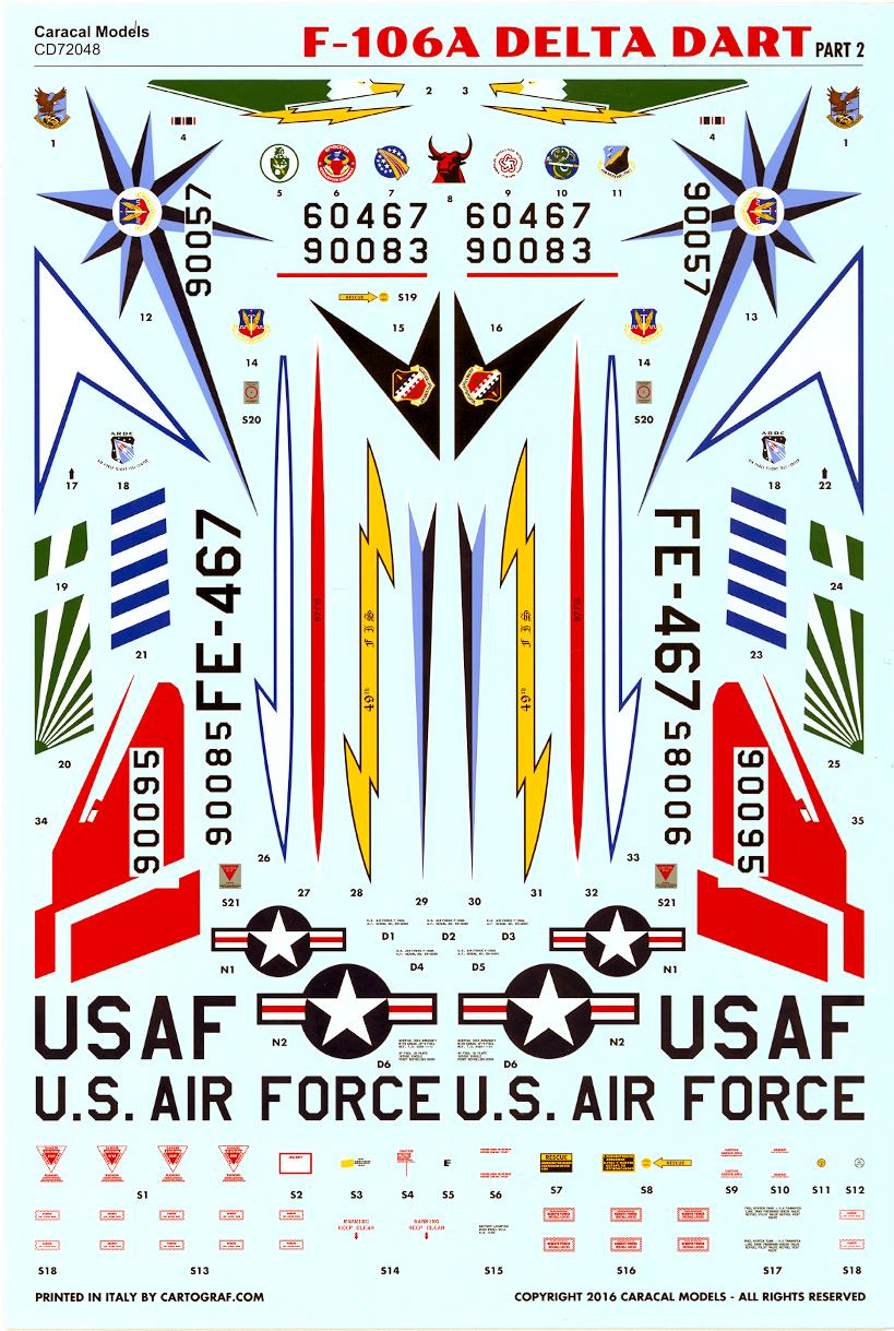 Caracal Decals 1/72 CONVAIR F-106A DELTA DART U.S. Air Force Jet ...