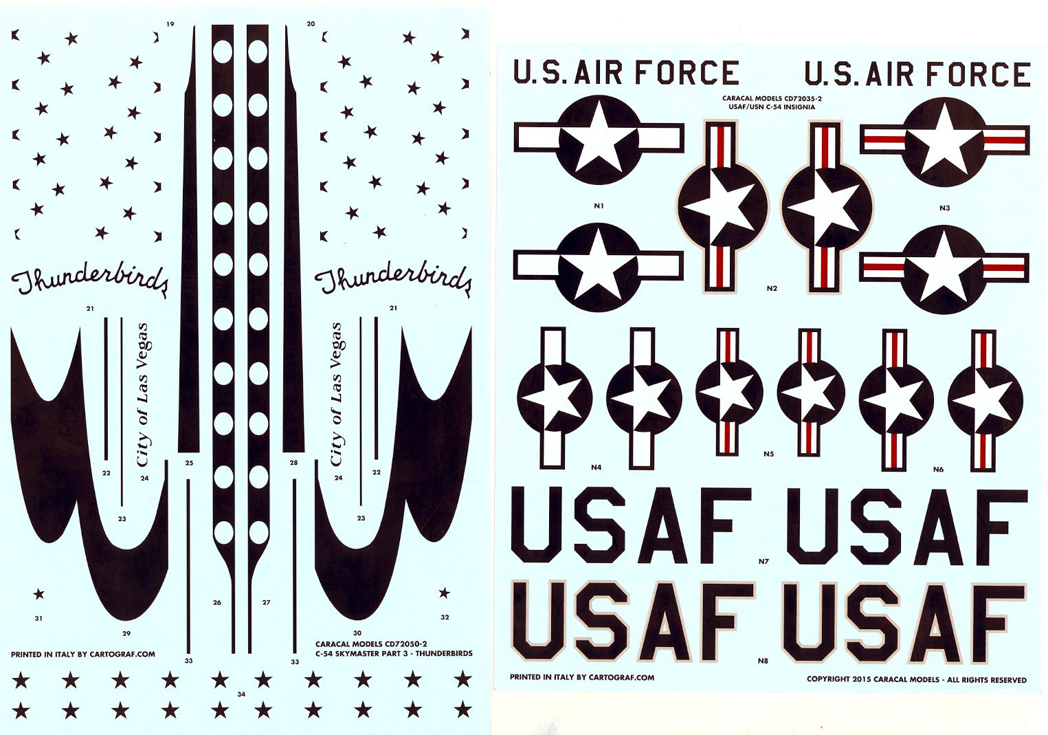 Caracal Decals 1/72 DOUGLAS C-54 SKYMASTER Part 3 U.S. AIR FORCE ...