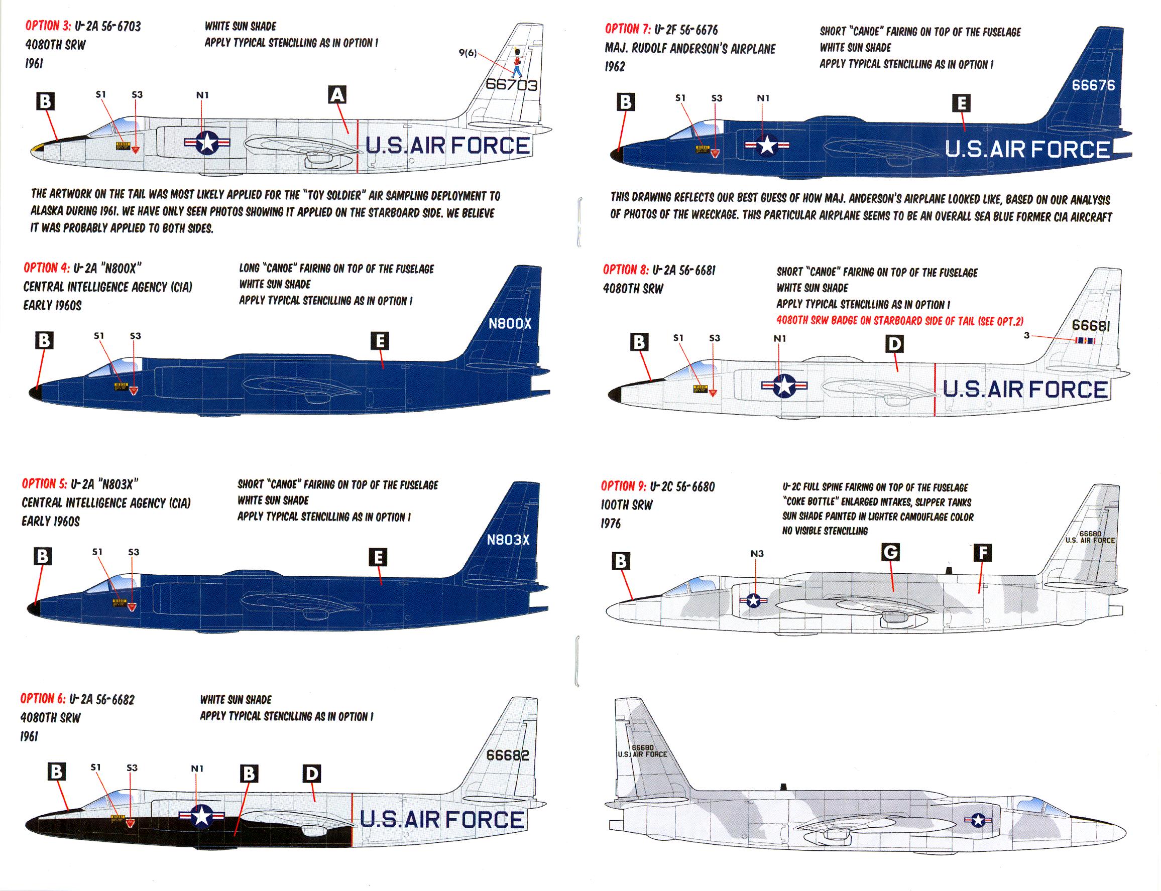 Caracal Decals 1/72 LOCKHEED U-2 SPY PLANE Early U.S. Air Force Versions