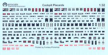 Airscale Decals 1/32 WWII ALLIED COCKPIT PLACARDS  