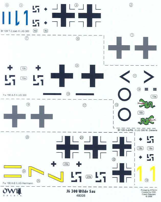 Owl Decals 1/48 German JG 300 WILDE SAU Wild Boar Squadron  