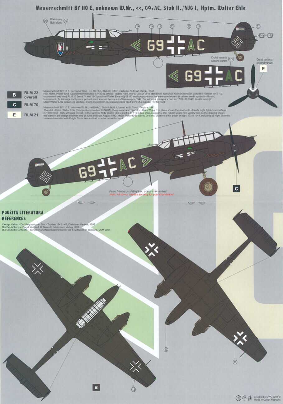 Owl Decals 1/48 German MESSERSCHMITT Bf-110 NACHTJAGER Night Fighter | eBay