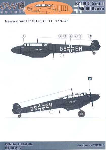 Owl Decals 1/48 MESSERSCHMITT Bf 110C 6 with Mk 101 Cannon  