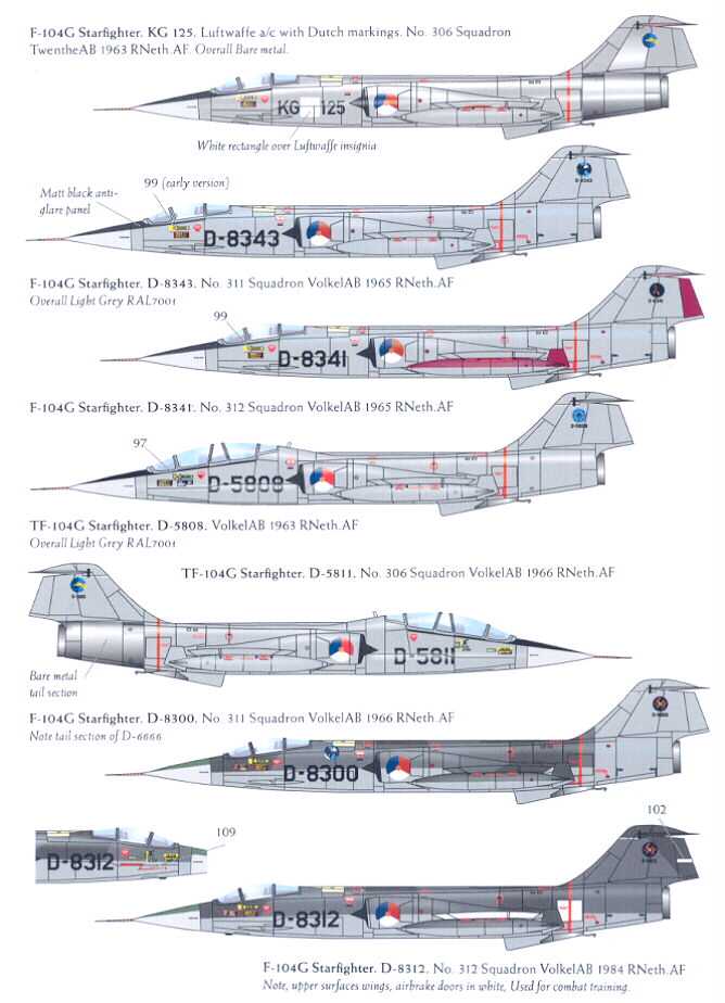   Decal 1/32 LOCKHEED F 104G TF 104G STARFIGHTER Netherlands Air Force