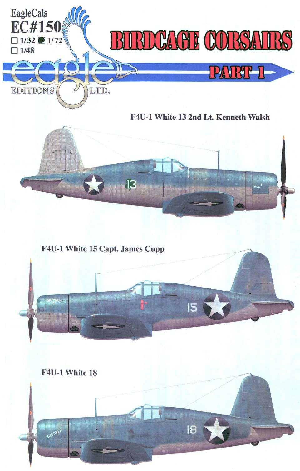 EagleCals Decals 1/32 VOUGHT F4U-1 BIRDCAGE CORSAIR Fighters Part 1 | eBay