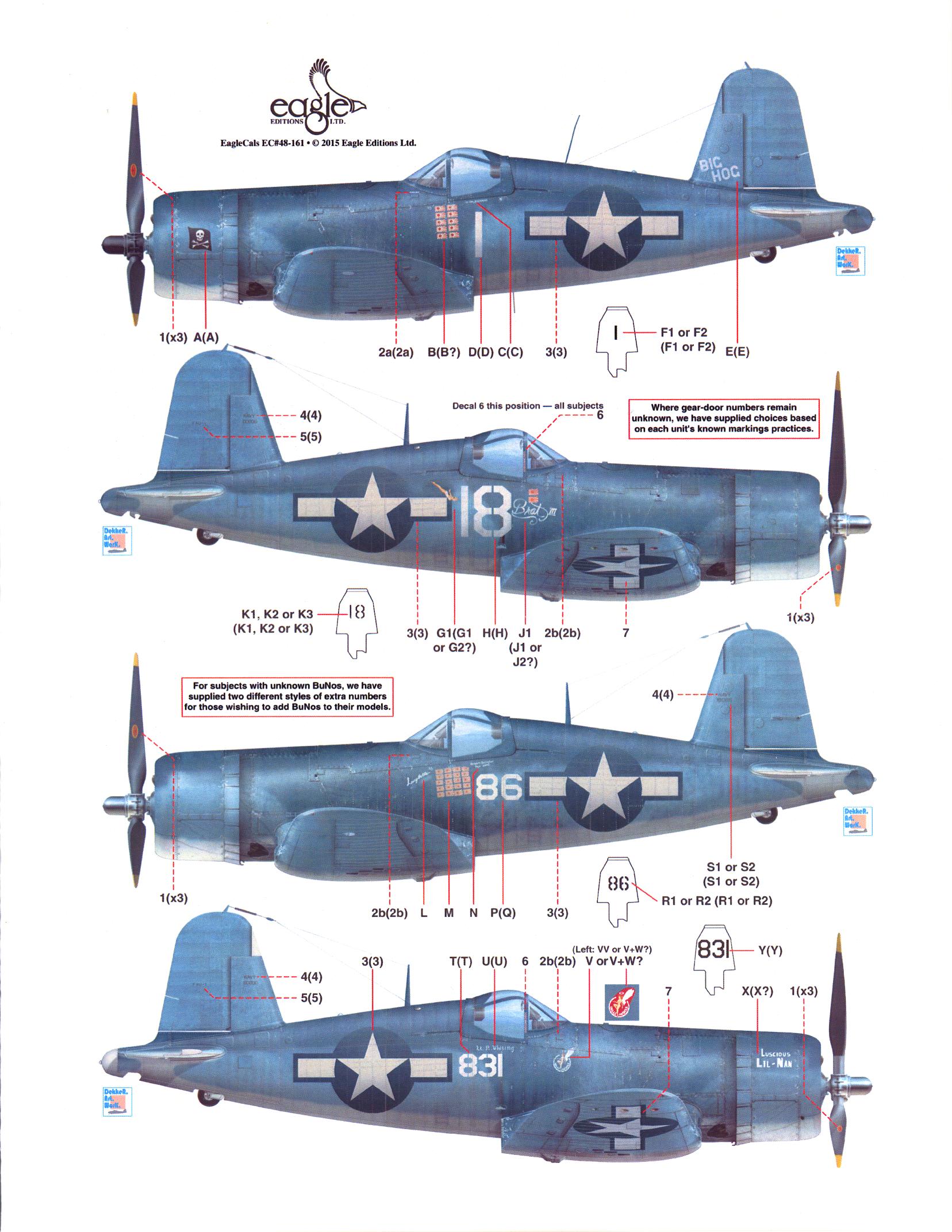 EagleCal Decals 1/32 VOUGHT F4U-1 CORSAIR American WWII Fighter Part 1 ...