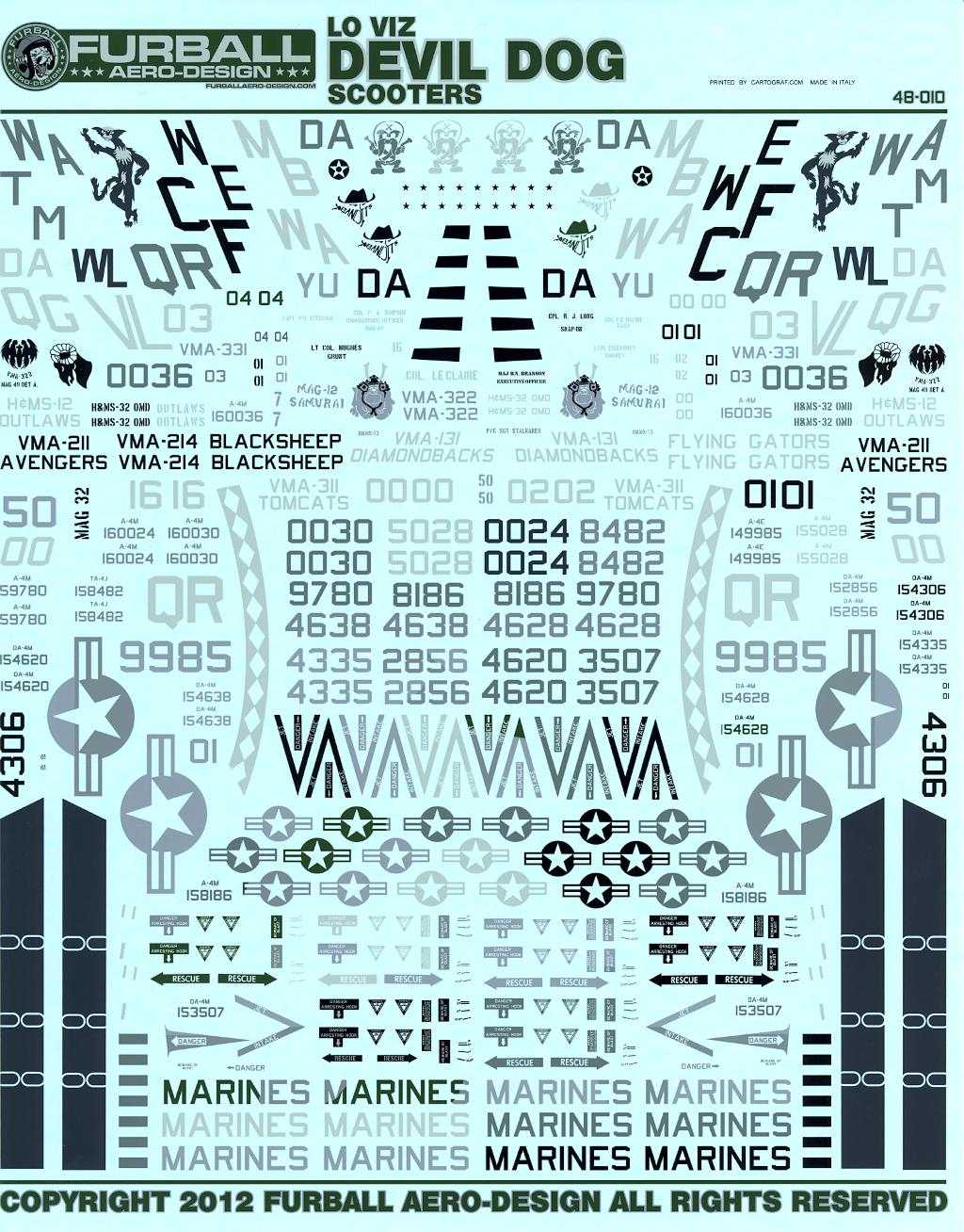 Furball Decals 1/48 A-4 SKYHAWK LO VIZ DEVIL DOG SCOOTERS