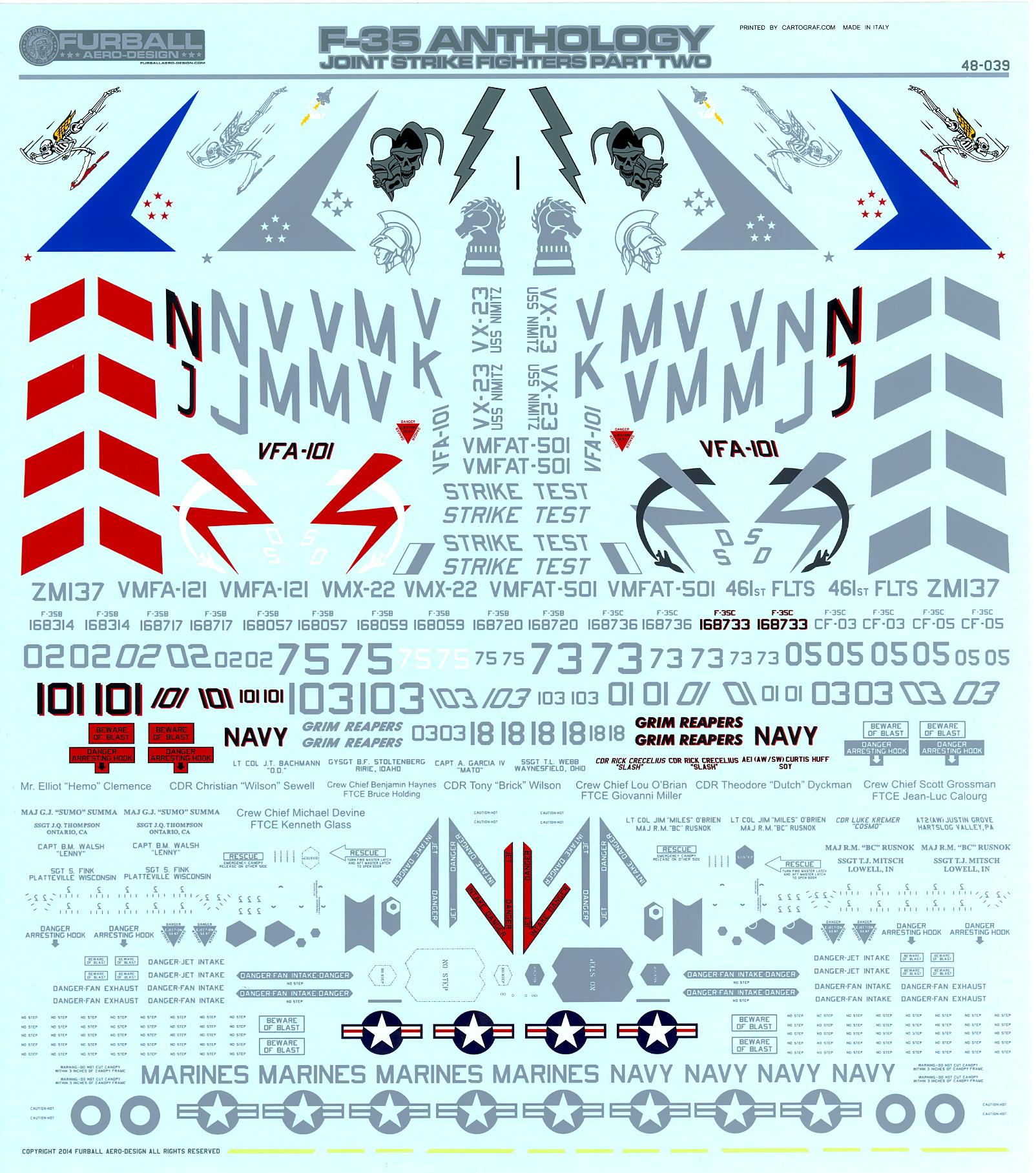 Furball Decals 1/48 LOCKHEED MARTIN F-35B/C JOINT STRIKE FIGHTER Part 2 ...