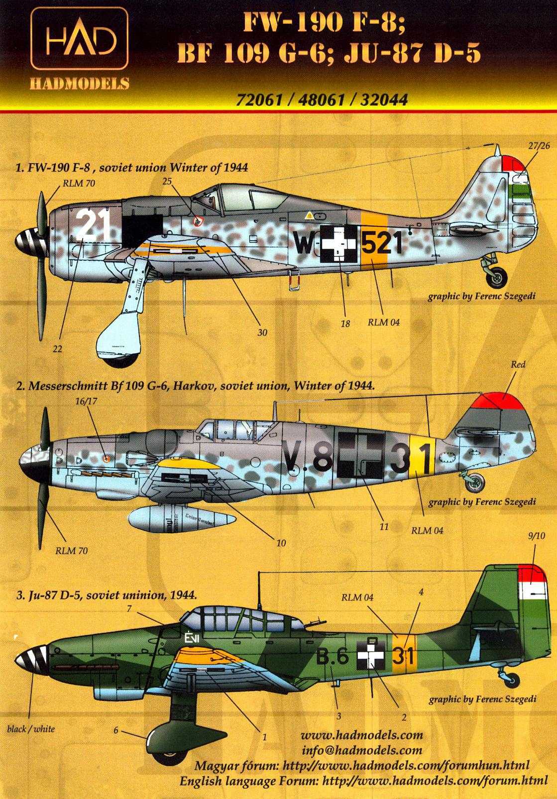 Hungarian Aero Decals 1/32 GERMAN AIRCRAFT in Hungarian WWII Air Force ...