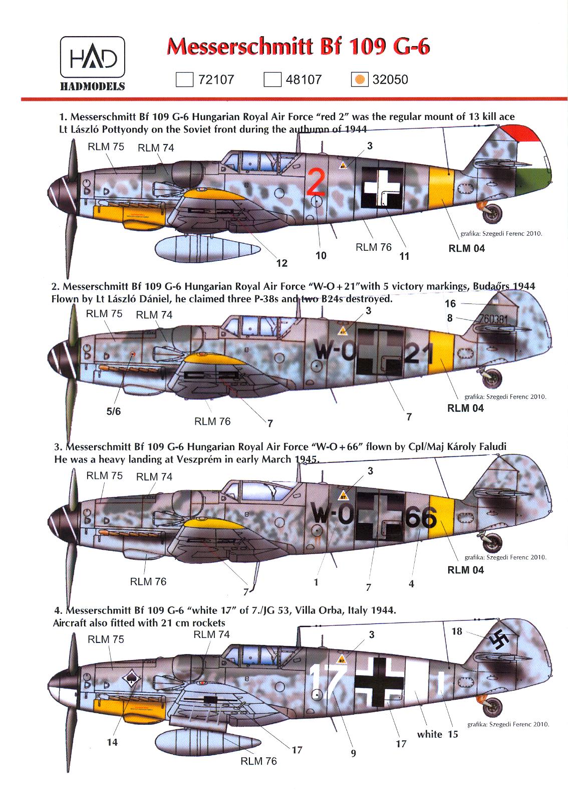 Models & Kits Hungarian Aero Decals 1/32 MESSERSCHMITT Bf-109G-2 ...