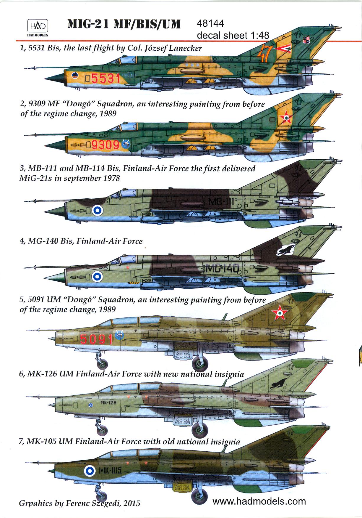 Hungarian Aero Decals 1/48 MIKOYAN MiG-21 MF/bis/UM Jet Fighter | eBay