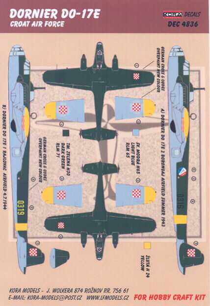 Kora Decals 1 48 Croatian Dornier do 17E Bomber