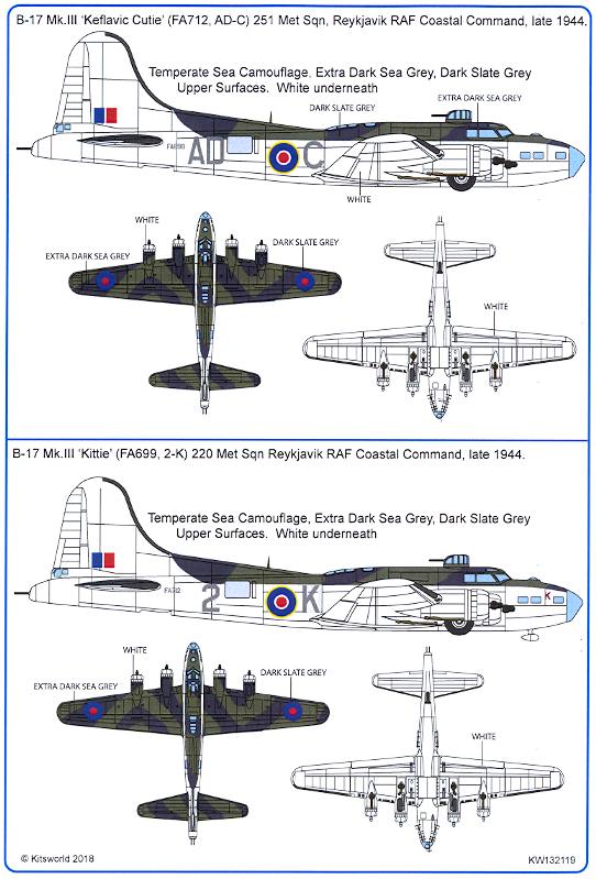 Kits World Decals 1/32 BOEING B-17 Mk.III FLYING FORTRESS Coastal ...