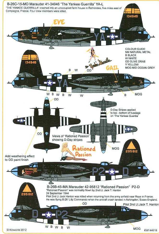 Kits World Decals 1 144 Martin B 26 Marauder Medium Bomber Part 2