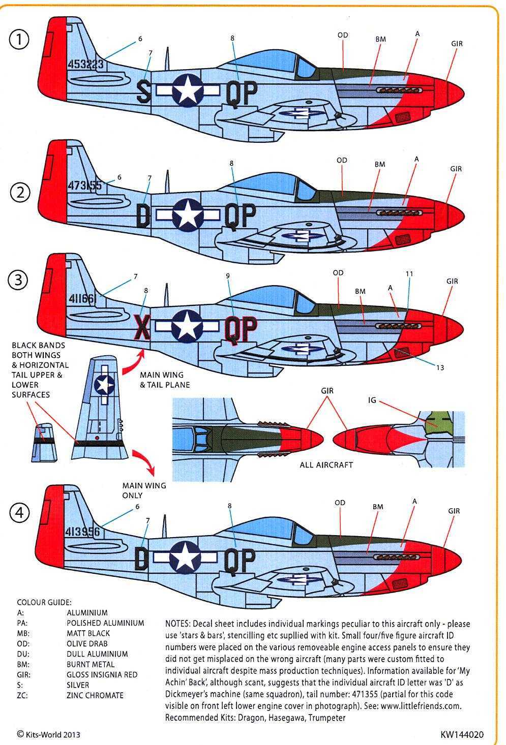Kits World Decals 1 144 North American P 51D Mustang Fighter