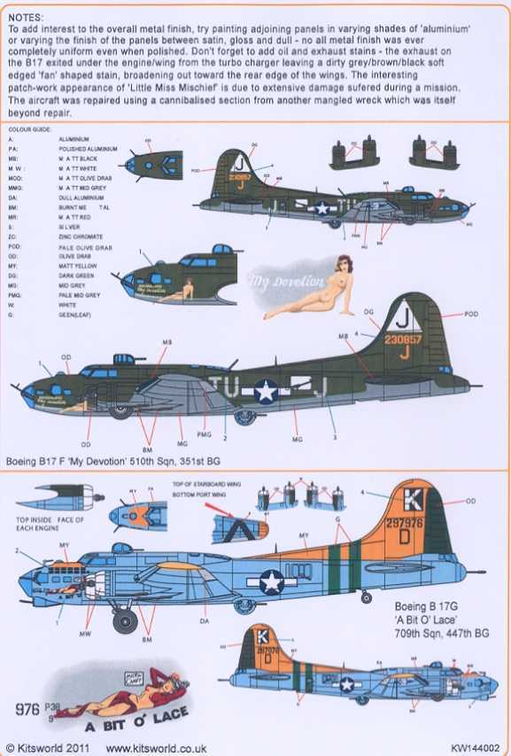 Kits World Decals 1/144 BOEING B-17F/G FLYING FORTRESS Nose Art | eBay