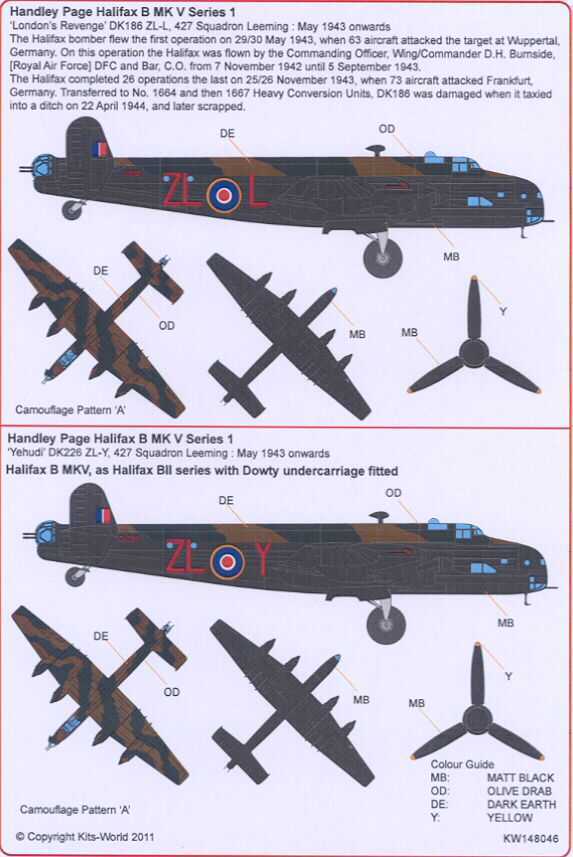 Kits World Decals 1 48 Handley Page Halifax B Mk-v 