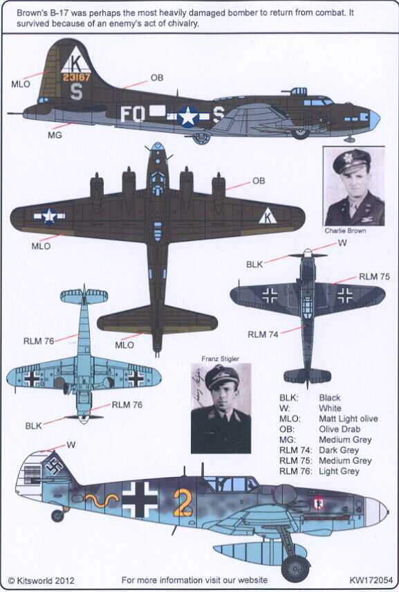   Decals 1/72 B 17F FLYING FORTESS YE OLDE PUB 379th BG & Me 109G JG 27