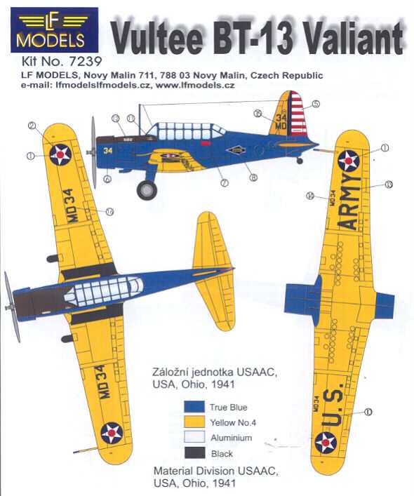 72 LF Models VULTEE BT 13 VALIANT Trainer  