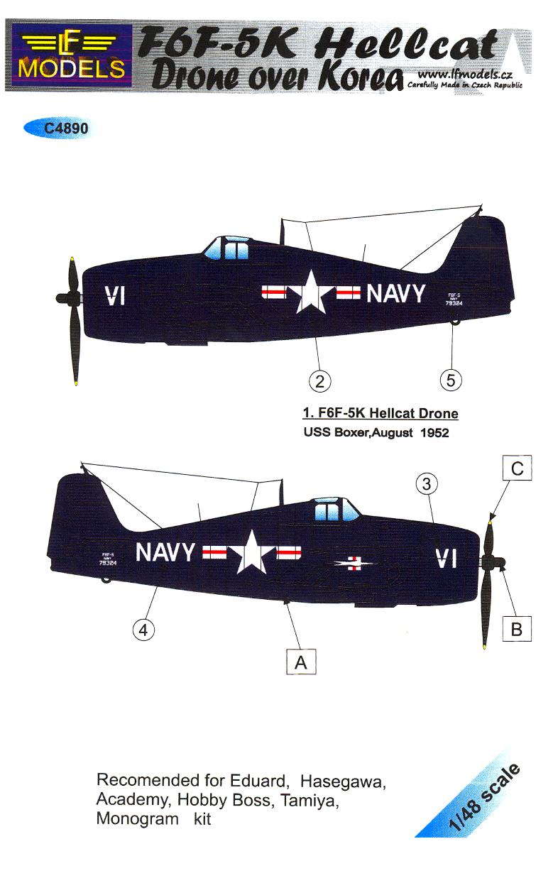 Lf Models Decals 1 48 Grumman F6f 5k Hellcat Drone Over Korea Ebay ...