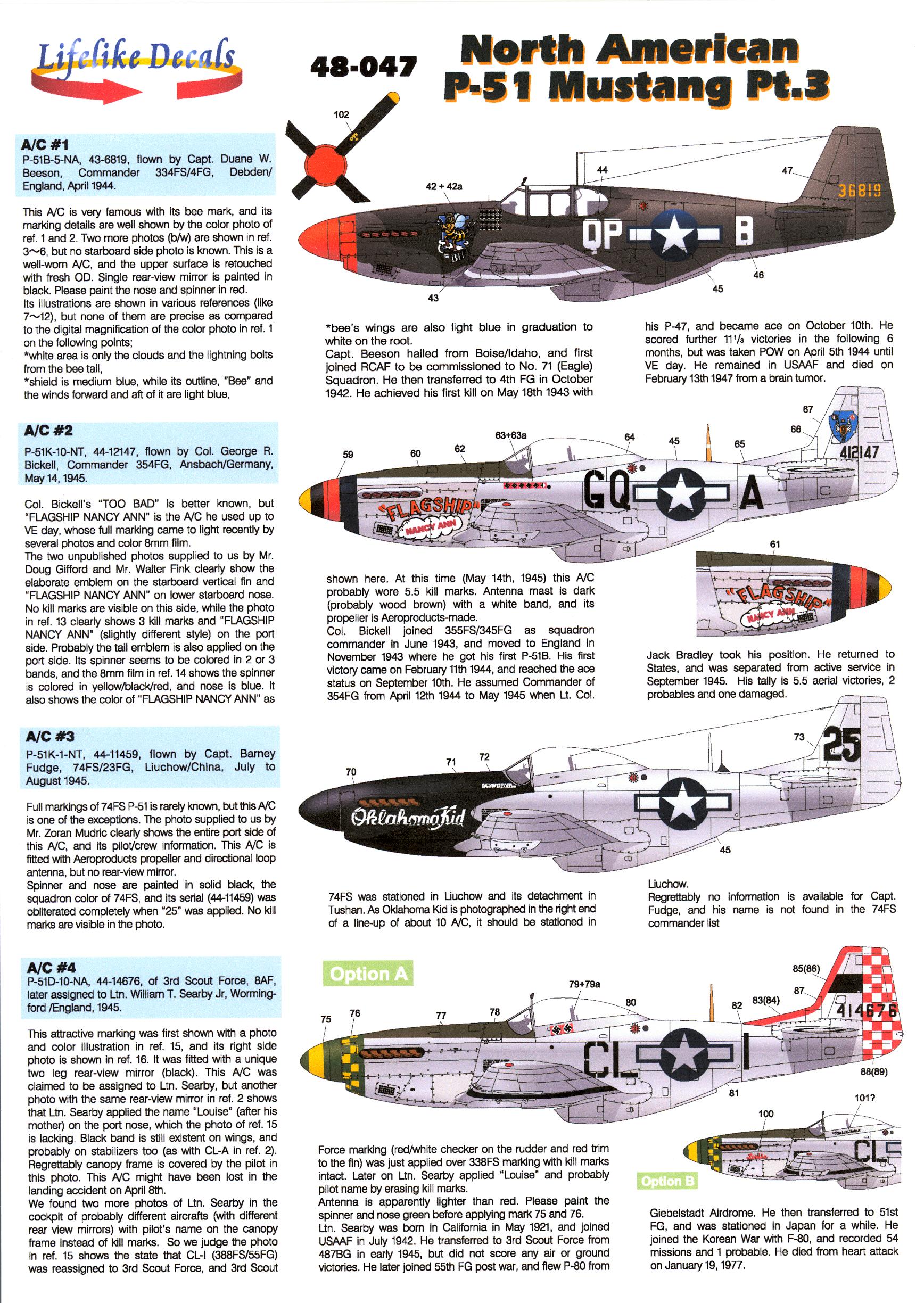 Lifelike Decals 1/48 NORTH AMERICAN P-51 MUSTANG Part 3 | eBay