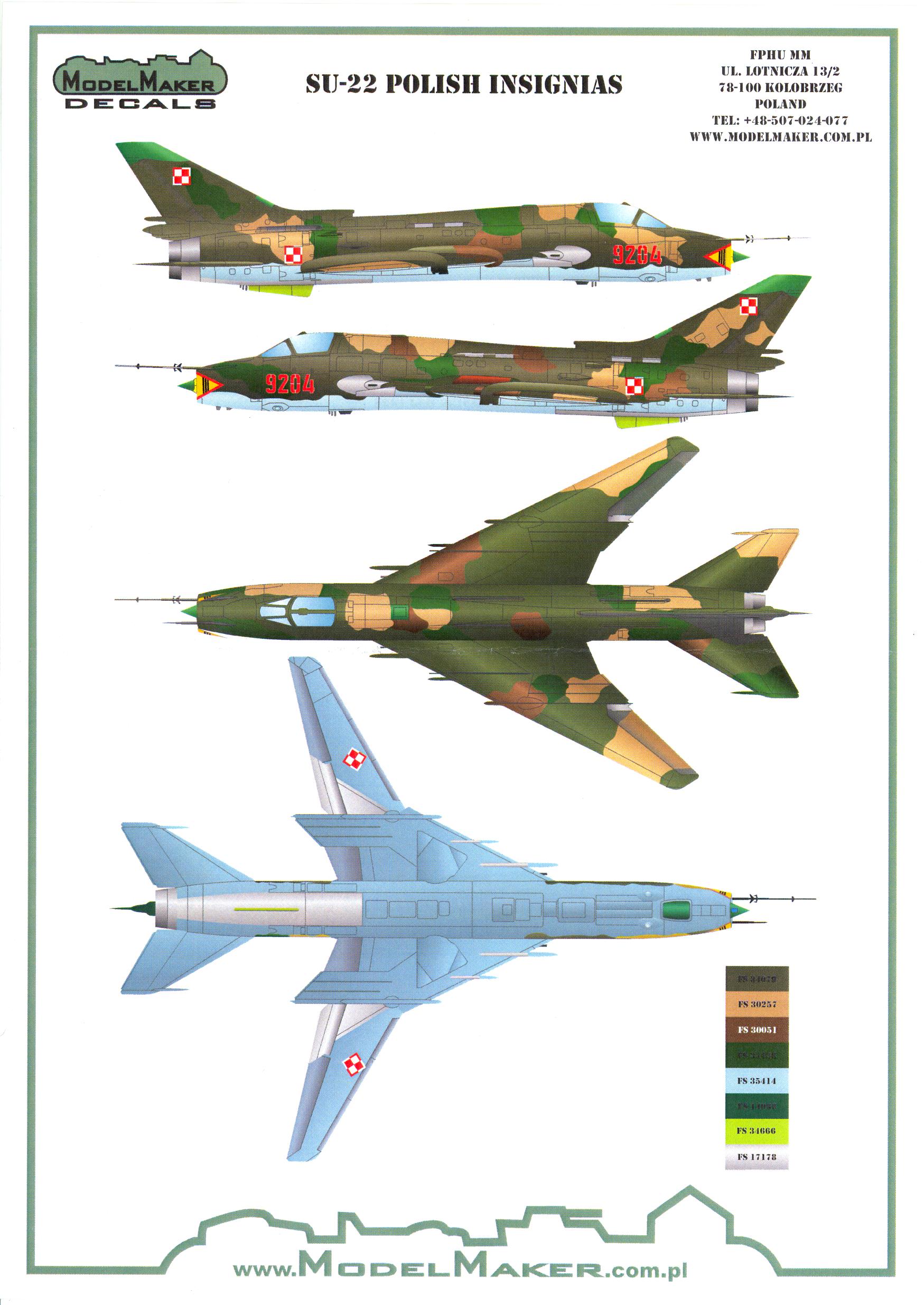 Model Maker Decals 172 Sukhoi Su 22 Fitter Polish Air Force Fighter ...