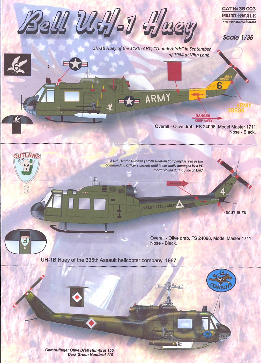 Print Scale Decals 1/35 BELL UH-1 HUEY Helicopter | eBay