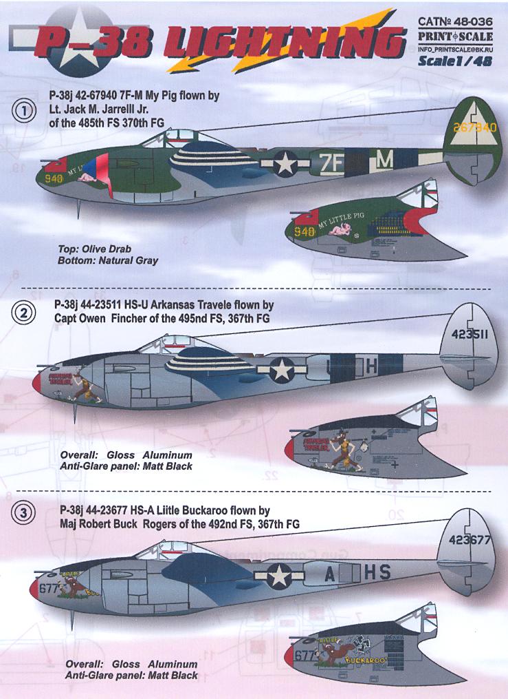 Print Scale Decals 1/48 LOCKHEED P-38 LIGHTNING Fighter Part 1 | eBay