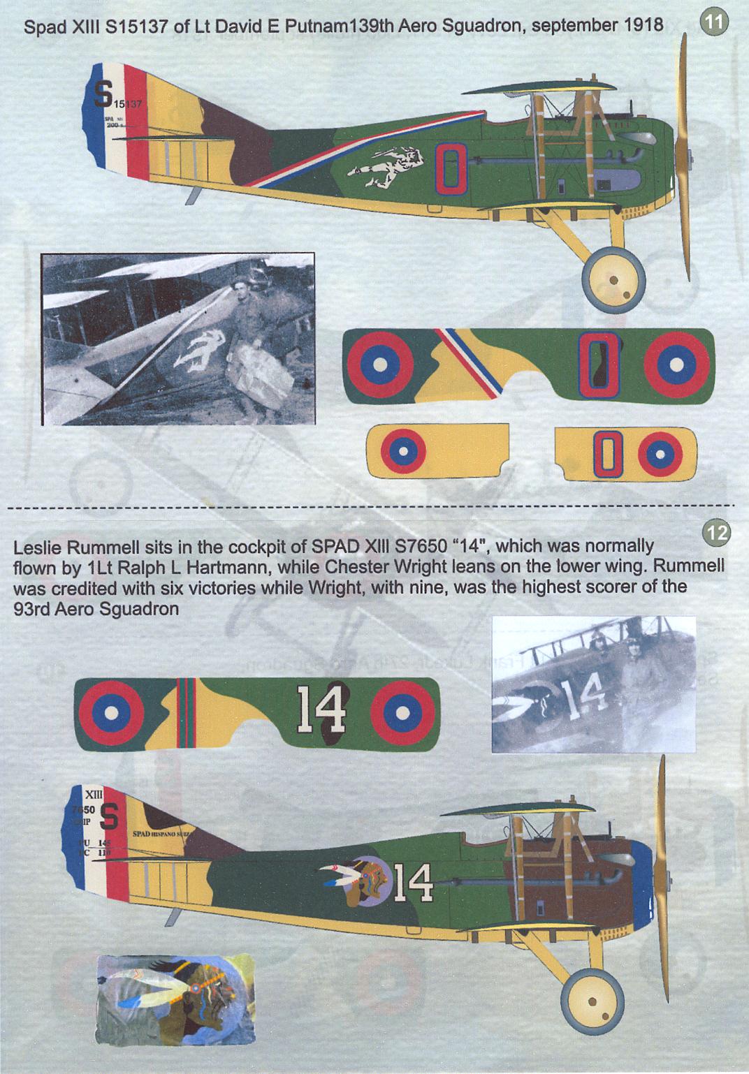 Print Scale Decals 1/72 SPAD VII to SPAD XVII French & American WWI ...