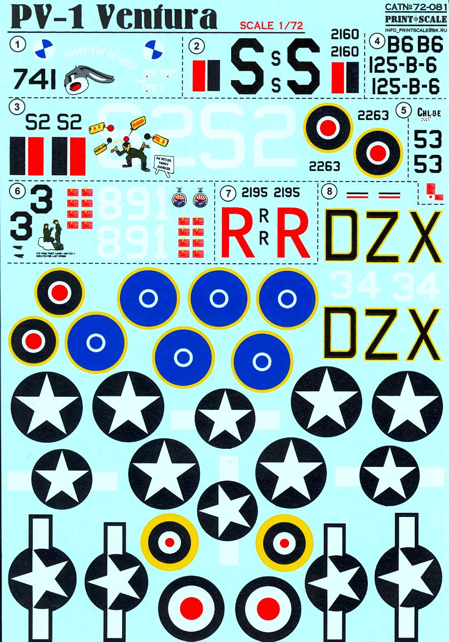 Print Scale Decals 1/72 LOCKHEED PV-1 VENTURA American Patrol Bomber | eBay