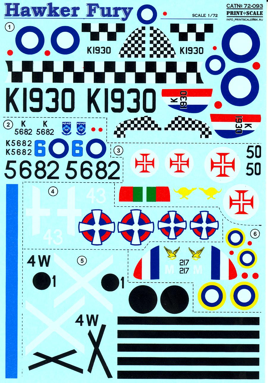 Print Scale Decals 1/72 HAWKER FURY British Fighter | eBay