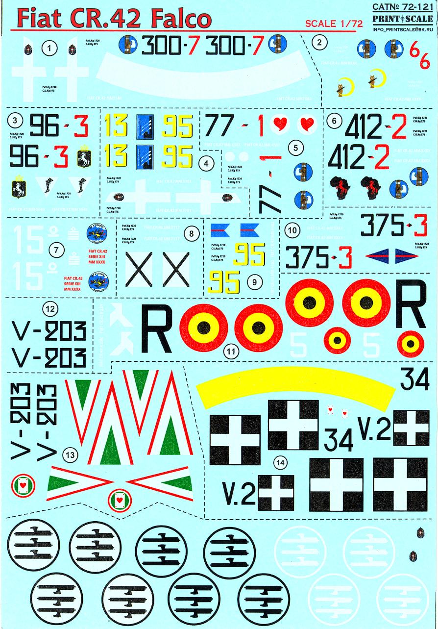 Print Scale Decals 1/72 FIAT CR.42 Italian WWII Fighter