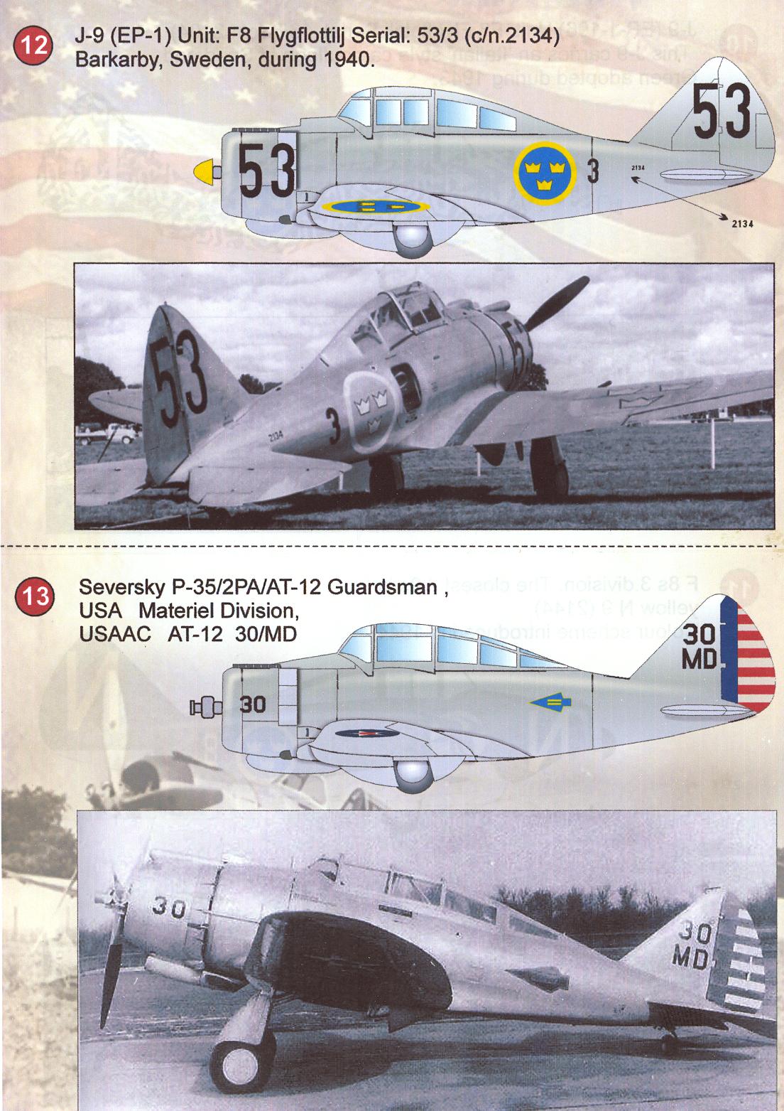 DECAL FOR SEVERSKY P-35 1/72 PRINT SCALE 72-148 