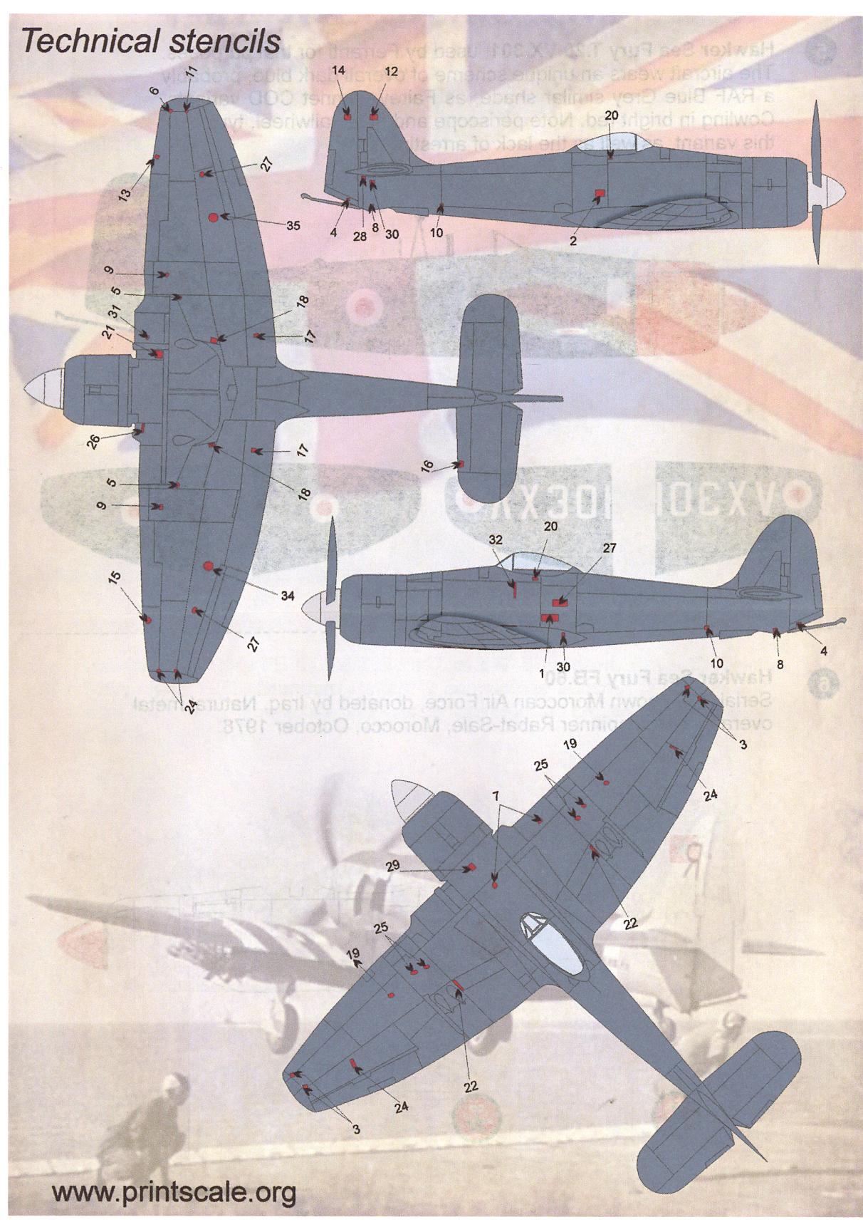 Print Scale Decals 1 72 Hawker Sea Fury British Carrier Fighter 