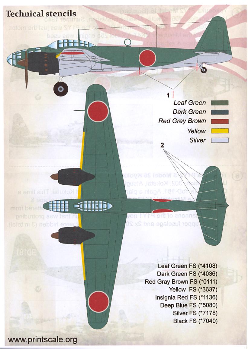 Print Scale Decals 1 72 Yokosuka P1y Ginga Frances Japanese Wwii Bomber 