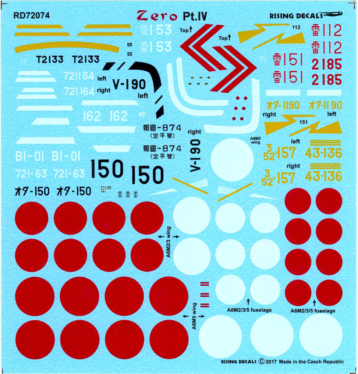 Rising Decals 1/72 MITSUBISHI A6M ZERO Japanese Carrier Fighter Part 4 ...