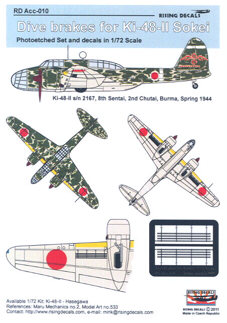 Rising Decals 1/72 DIVE BRAKES KAWASAKI Ki 48 SOKEI LILY Photo Etch 