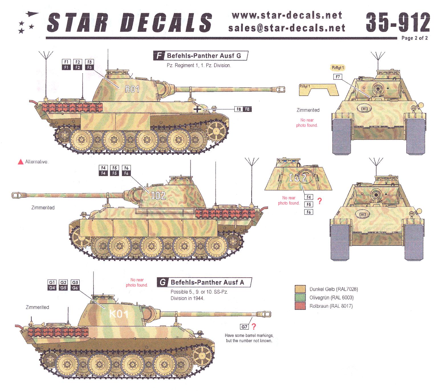 Star Decals 1/35 BEFEHLS PANTHER Staff and Headquarters Tanks | eBay