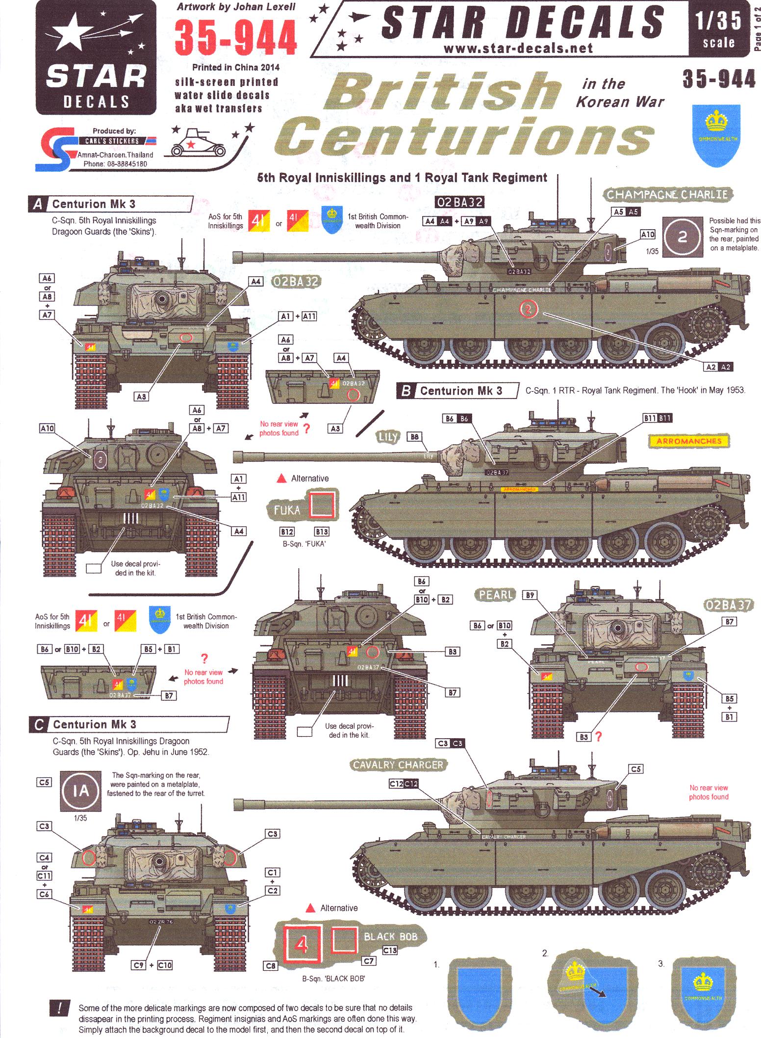 Star Decals 1/35 BRITISH CENTURION TANKS IN THE KOREAN WAR | eBay