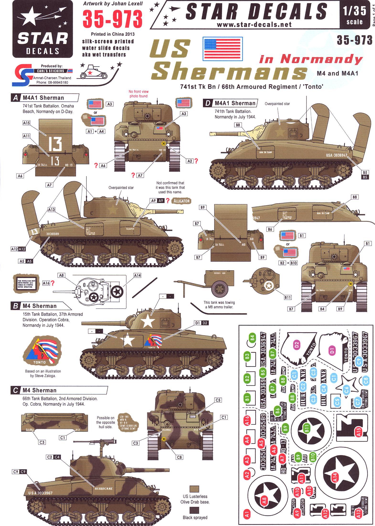 Sherman Tank Decals