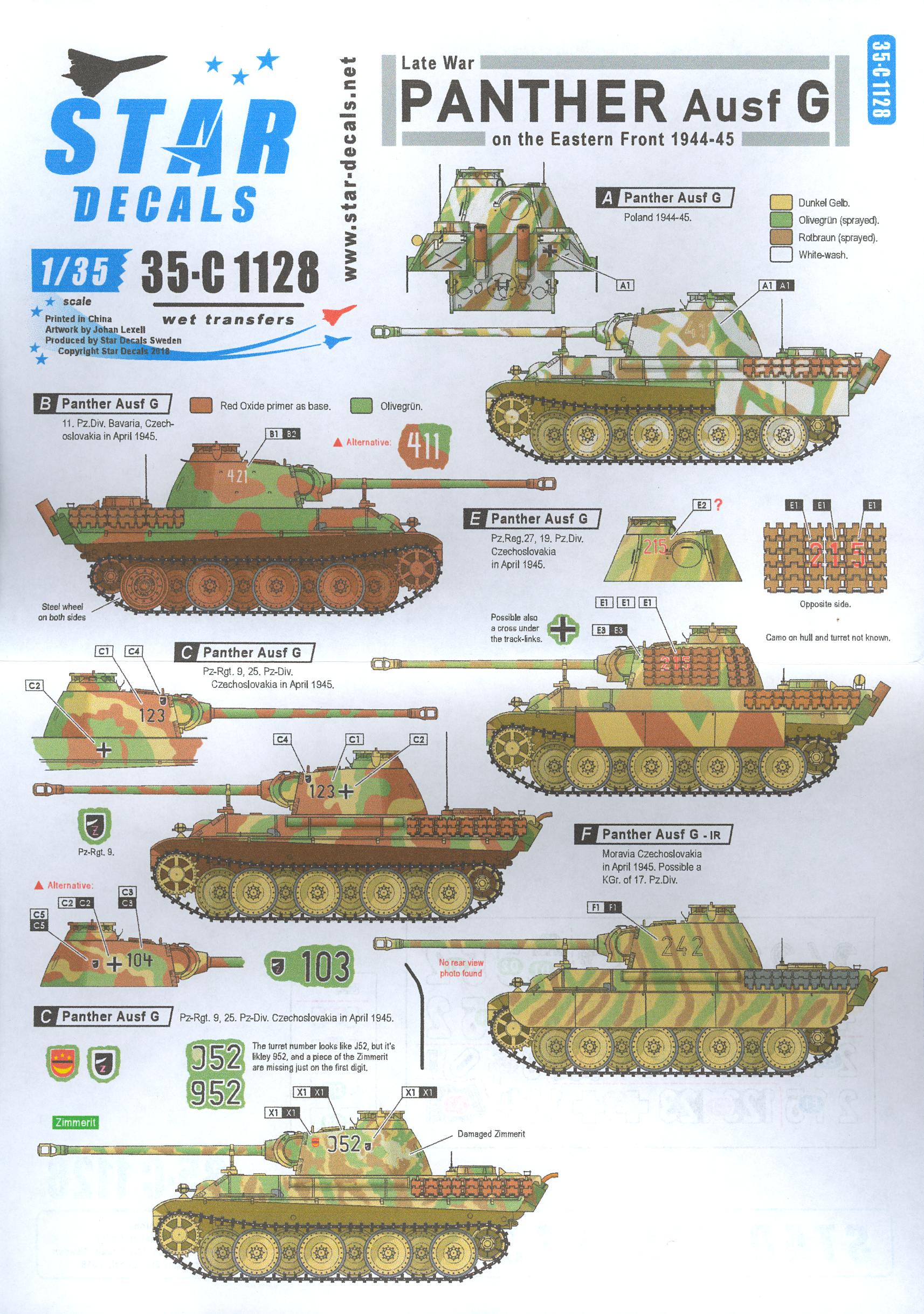 Panther Tank Decals